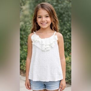 Zara Girls White Top Size 7 Fairy Coquette Crinkle Summer Spring
